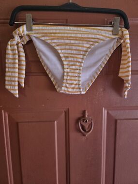 Jessica Simpson Yellow and White Striped Tie-Side Swim Bottoms
